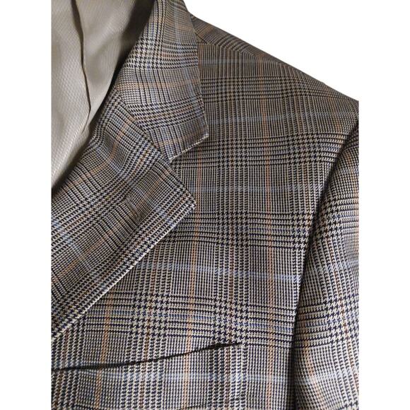 Bernini Beverly Hills Sport Coat Mens 40 Gray SILK WOOL Fine Plaid Jacket Italy - Picture 7 of 14